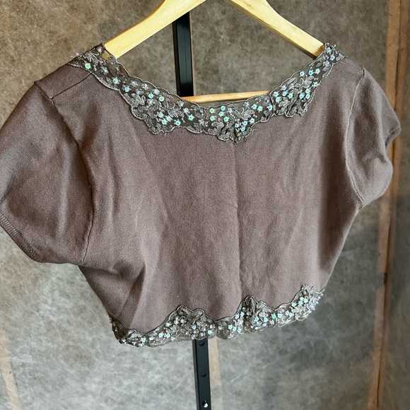 Y2K Studio Y Cropped 1/2 Cardi with Sequins Women’s L - Picture 7 of 12